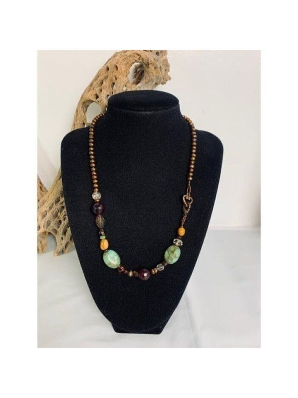 Turquoise Khaulite Copper Pearls Gemstones Crystals Necklace